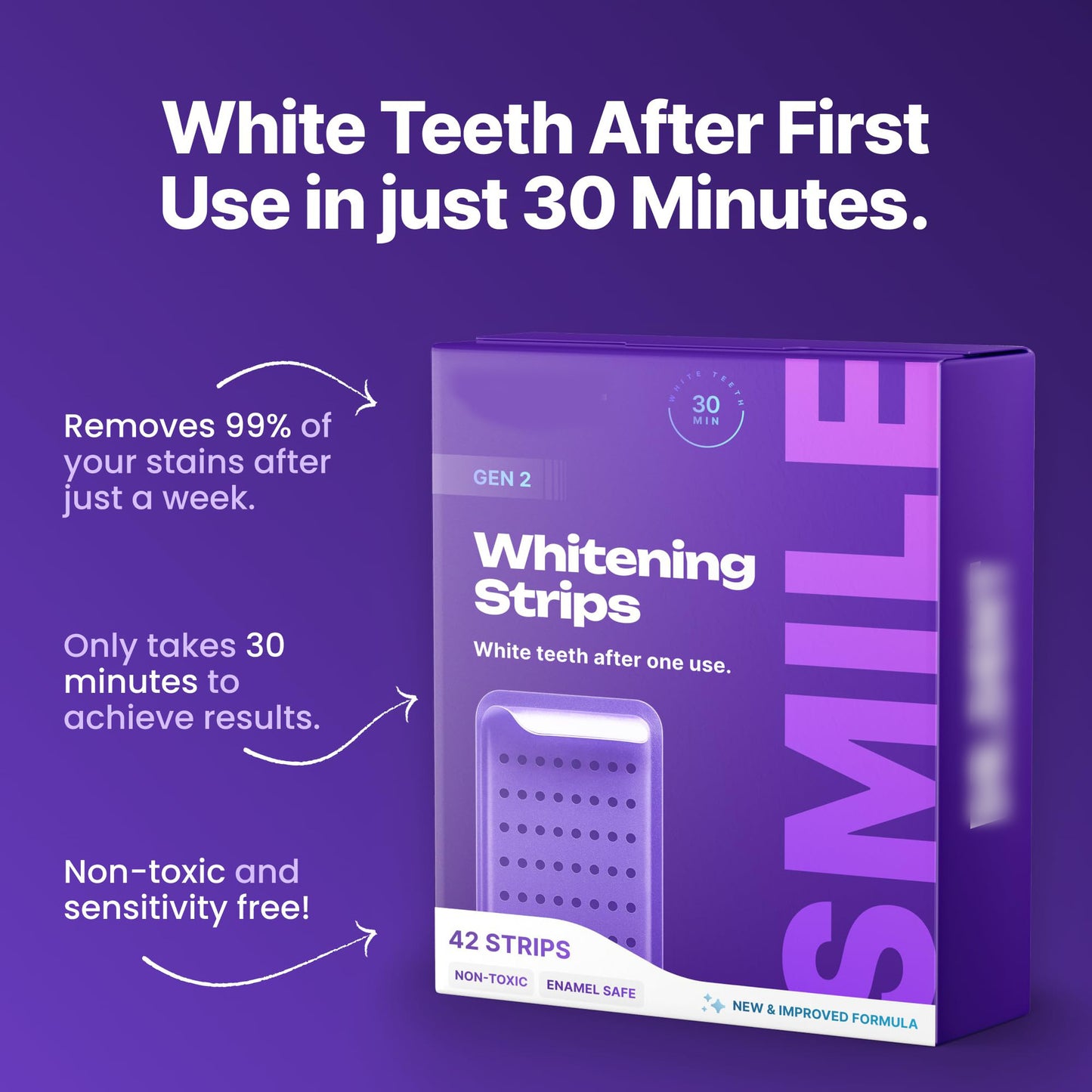 PurpleSmile™ At-Home Teeth Whitening Strips